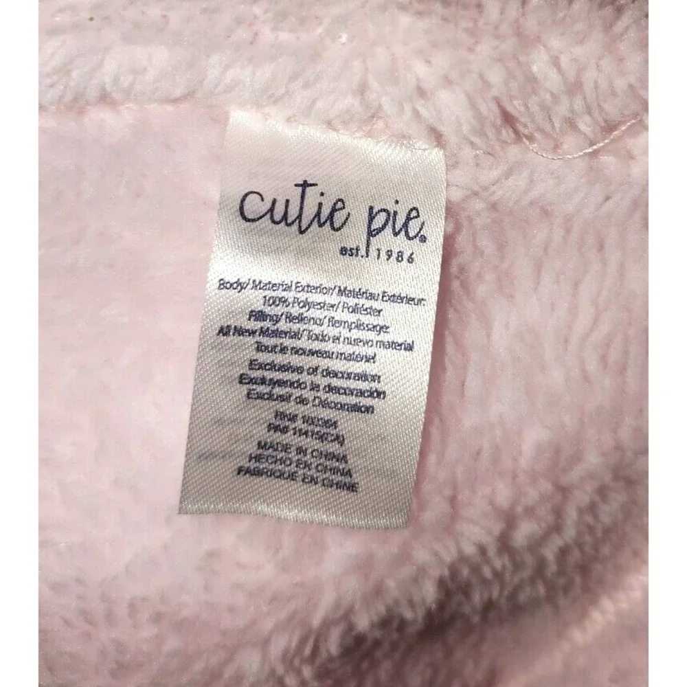 CUTIE PIE Elephant Pink Fleece Security Blanket Lovey Baby Girl Gray 15x15 Soft